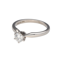 Load image into Gallery viewer, Add timeless sophistication and radiant sparkle to your collection with this pre-owned platinum and diamond set solitaire ring—a classic piece that embodies elegance and enduring beauty, perfect for engagements or as a refined everyday statement.

Design: This ring features a single brilliant cut diamond of approximately 0.50ct at the centre, creating a clean and timeless solitaire look that captures the light beautifully.

