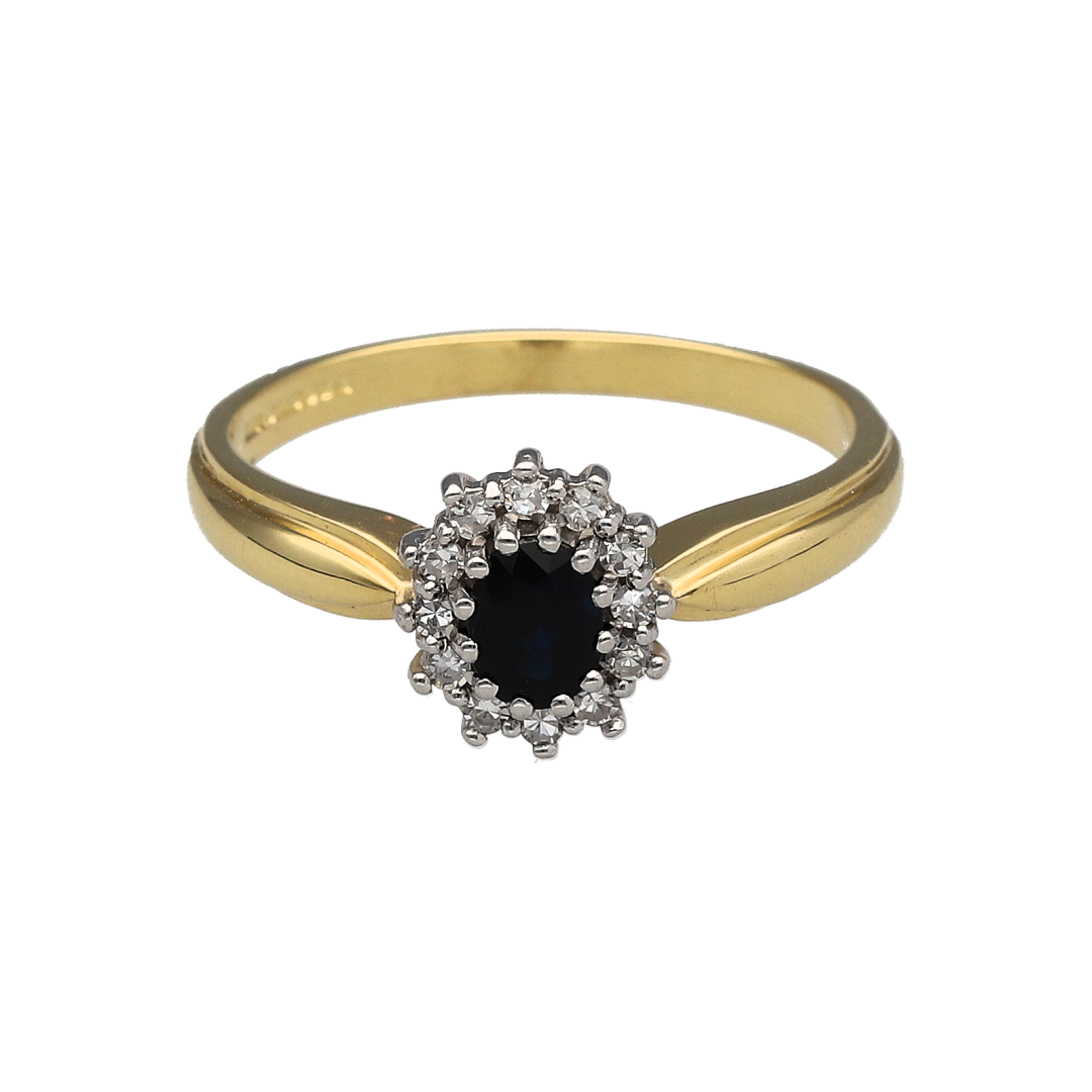 18ct Gold Diamond & Sapphire Set Cluster Ring