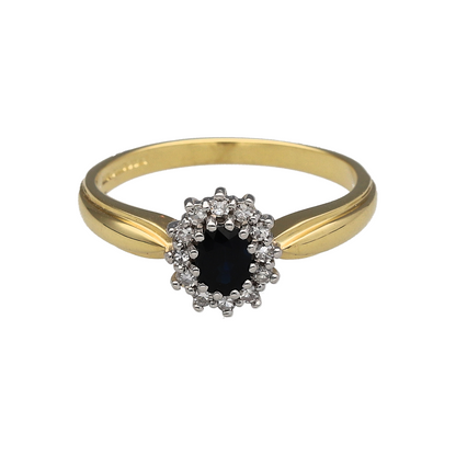 18ct Gold Diamond & Sapphire Set Cluster Ring