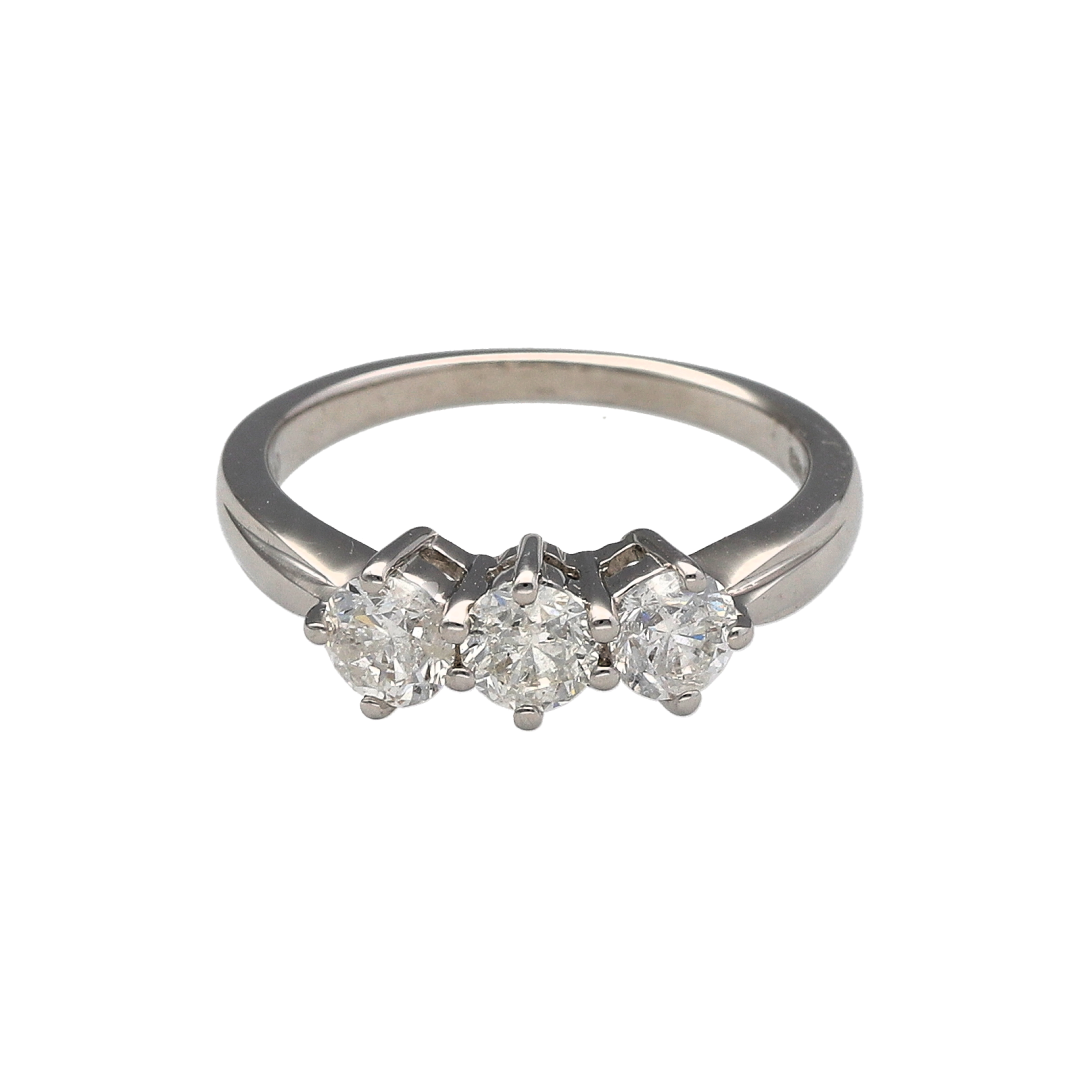 18ct White Gold & Diamond Set Trilogy Ring