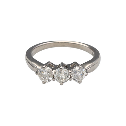 18ct White Gold & Diamond Set Trilogy Ring