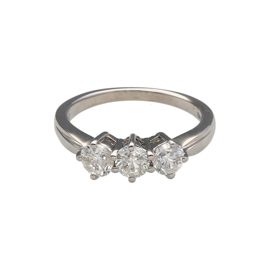 18ct White Gold & Diamond Set Trilogy Ring