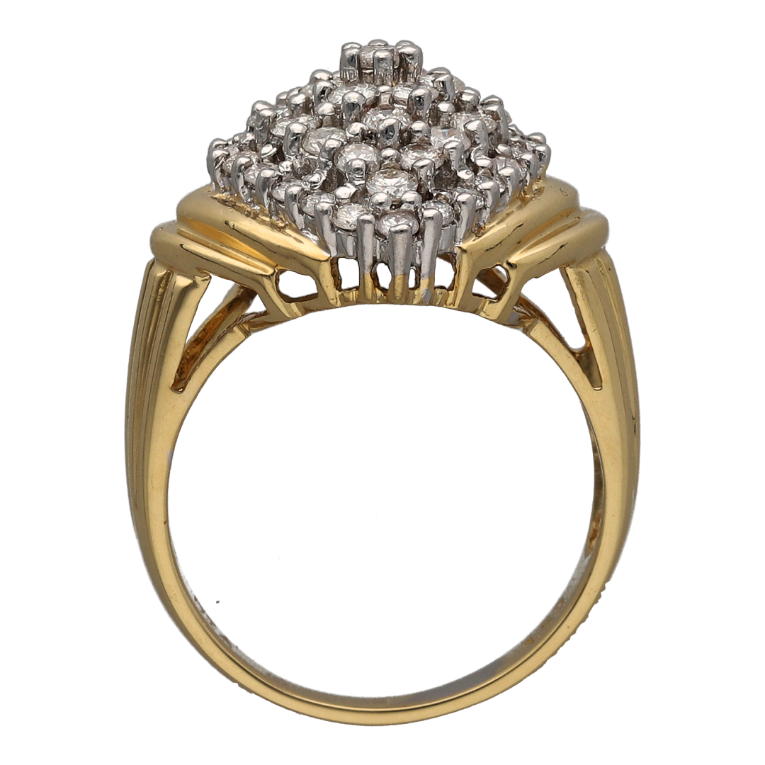 18ct Gold & Diamond Set Large Cluster Ring