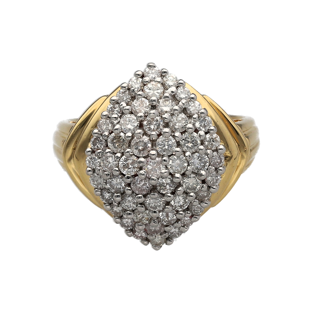 18ct Gold & Diamond Set Large Cluster Ring