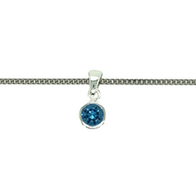 Load image into Gallery viewer, New 925 Silver December Birthstone Pendant on either an 18&quot; or 20&quot; curb chain. The pendant is set with a synthetic blue turquoise stone which is 5mm diameter. The pendant is 14mm long including the bail
