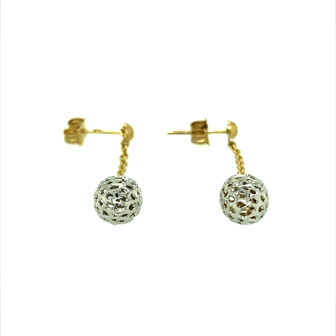 New 9ct Yellow and White Gold Chain Drop Earrings with the weight 1.40 grams