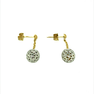 New 9ct Yellow and White Gold Chain Drop Earrings with the weight 1.40 grams