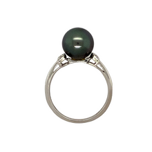 Load image into Gallery viewer, 9ct White Gold Diamond &amp; Grey Pearl Set Dress Ring
