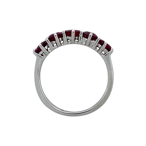 18ct White Gold & Ruby Set Five Stone Band Ring