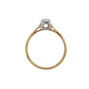 18ct Gold & Diamond Emerald Cut Solitaire Ring