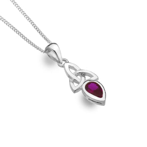New New 925 Silver & Synthetic Ruby Set Pendant on an 18" Silver Fine Curb Chain