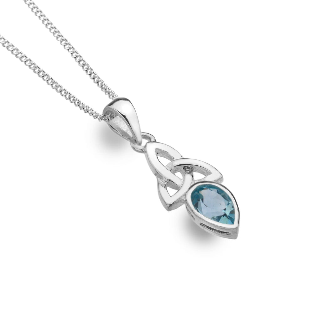 925 Silver Trinity Blue Topaz Necklace