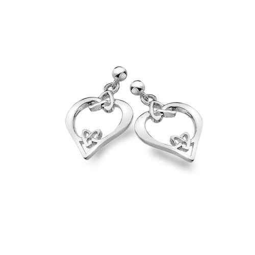 925 Silver Heart & Heart Knot Stud Drop Earrings
