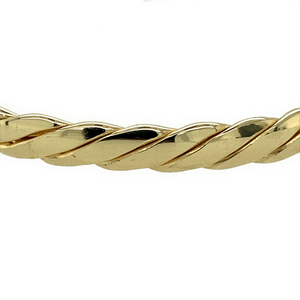 New 9ct Yellow Gold with White Gold detail Twisted Children's Bangle with the weight 12 grams and diameter 4.5cm at the longest length