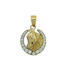 Load image into Gallery viewer, New 9ct Gold &amp; Cubic Zirconia Set Horse Pendant
