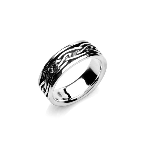 925 Silver Celtic Elongated Knot Solid Band Ring