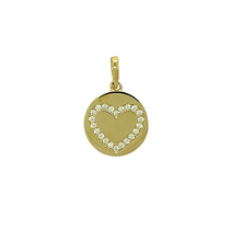 Load image into Gallery viewer, New 9ct Gold &amp; Cubic Zirconia Set Heart Circle Pendant
