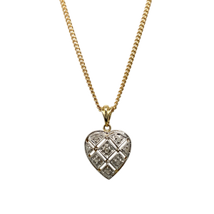 9ct Gold & Diamond Set Heart 18" Necklace