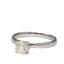 Load image into Gallery viewer, New 18ct White Gold &amp; 90pt Round Brilliant Cut Diamond Solitaire Ring which is certified (number 68). The ring is four claw set and the Diamond has the clarity Si2 and colour I. This ring is in size N with the weight 4 grams
