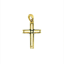Load image into Gallery viewer, New 9ct Yellow and White Gold &amp; Cubic Zirconia Set Cross Pendant with the weight 0.80 grams
