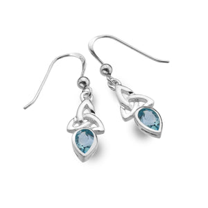 925 Silver Trin & Blue Topaz Drop Earrings