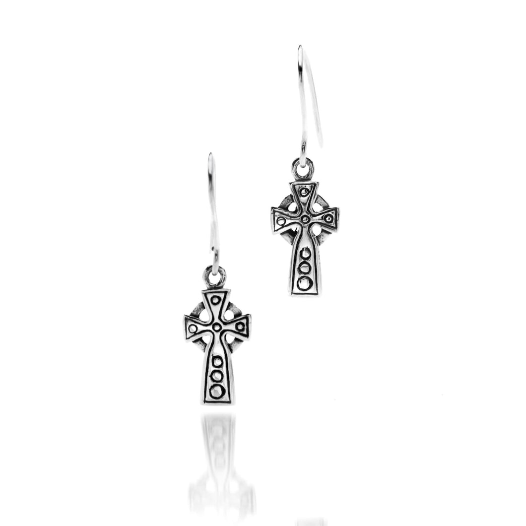 925 Silver Celtic Cross Drop Earrings