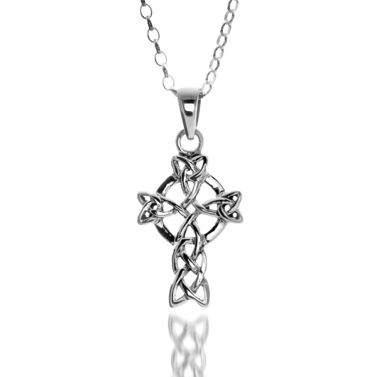925 Silver Celtic Trinity Cross Necklace