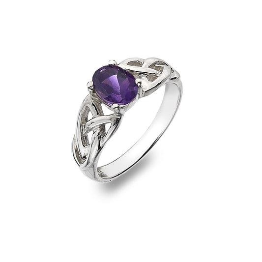 925 Silver & Amethyst Trinity Ring