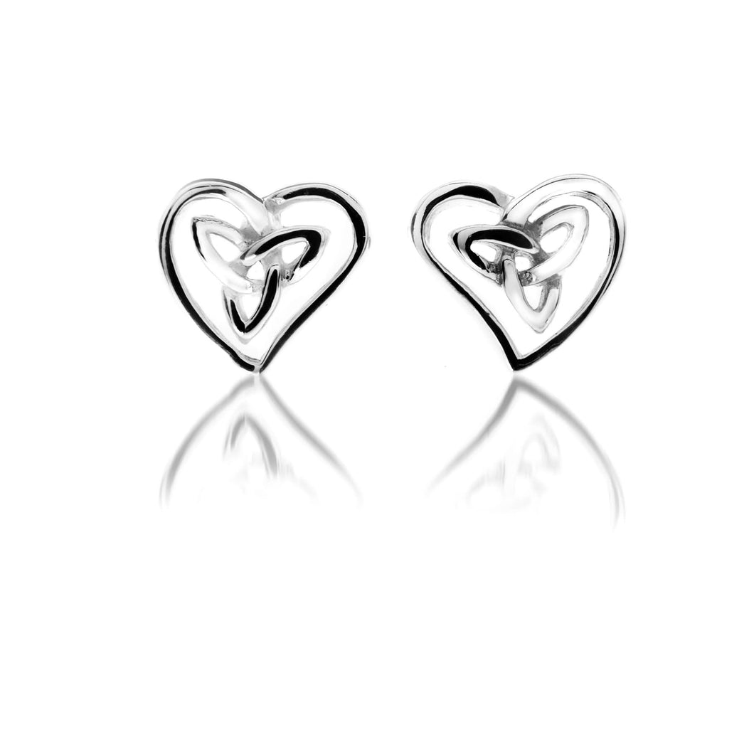 925 Silver Celtic Heart Stud Earrings