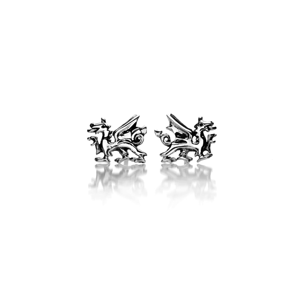925 Silver Welsh Dragon Stud Earrings