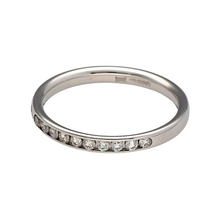 Load image into Gallery viewer, New 18ct White Gold &amp; Diamond Set Band Ring in size L with the weight 2.20 grams. The band is 2mm wide and contains ten channel set Diamonds which are approximately 20pt of Diamond content in total
