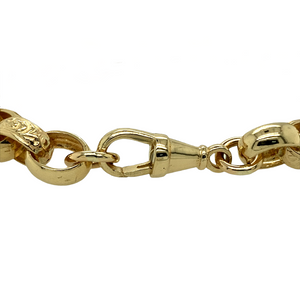 New 9ct Yellow Gold 8.5" Engraved Belcher Bracelet with the weight 27.30 grams and link width 10mm 