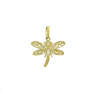 New 9ct Yellow Gold & Cubic Zirconia Set Dragonfly Pendant with the weight 0.40 grams. The pendant is 1.7cm long including the bail by 1.5cm