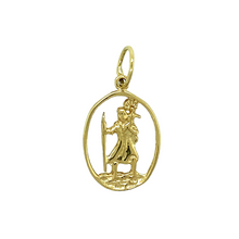 Load image into Gallery viewer, New 9ct Gold Open Oval St Christopher Pendant
