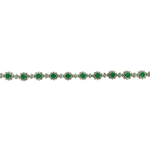 Load image into Gallery viewer, 18ct White Gold 7.5&quot; Diamond &amp; Emerald Set Bracelet
