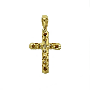 New 9ct Yellow and White Gold & Cubic Zirconia Set Cross Pendant with the weight 3.30 grams. The pendant is 3.5cm long including the bail by 2cm