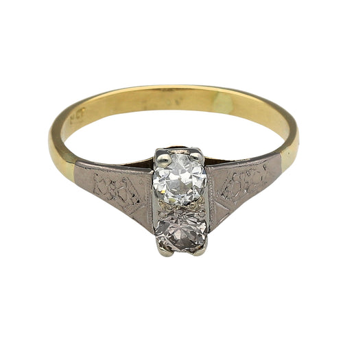 18ct Gold & Platinum Diamond Set Antique Style Ring