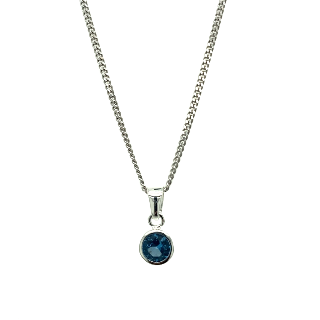 New 925 Silver December Birthstone Pendant 18"/20" Necklace