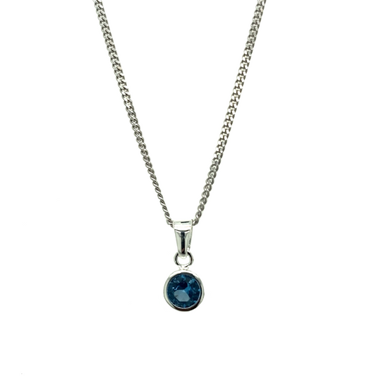 New 925 Silver December Birthstone Pendant 18"/20" Necklace