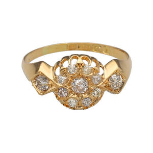 18ct Gold & Old Cut Diamond Antique Set Cluster Ring