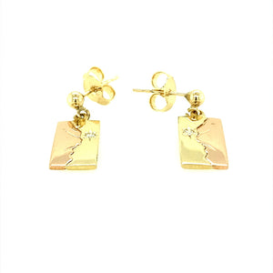 Preowned 9ct Yellow and Rose Gold Welsh Morning Star Diamond Set Earrings with the weight 2.90 grams