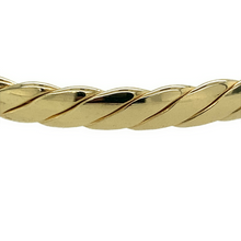 Load image into Gallery viewer, New 9ct Yellow Gold with White Gold detail Twisted Maids Bangle with the weight 14.60 grams and diameter 5.6cm at the longest length
