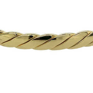 New 9ct Yellow Gold with White Gold detail Twisted Maids Bangle with the weight 14.60 grams and diameter 5.6cm at the longest length