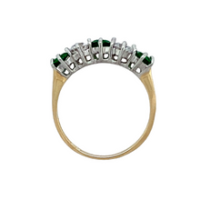 Load image into Gallery viewer, 14ct Gold &amp; Green and White Cubic Zirconia Set Band Ring
