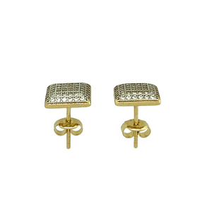 New 9ct Gold & Cubic Zirconia Square Stud Earrings