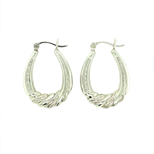 925 Silver Creole Bead Twist Earrings