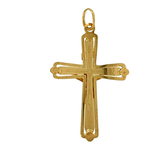 New 9ct Yellow Gold Open Design Crucifix Pendant with the weight 3.70 grams. The pendant is 5.2cm long including the bail by 3.3cm