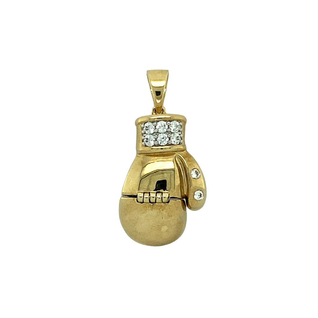 New 9ct Gold & Cubic Zirconia Set Boxing Glove Pendant