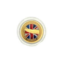 Load image into Gallery viewer, Collectors 2018 Queen Elizabeth II Defence of Our Skies Sovereign Series. This includes a full, half and quarter Sovereign This set was created to celebrate the 100 Year anniversary of the conception of the Royal Airforce in 1918, this beautiful set pays homage to the esteemed Airforce with depictions of the iconic Spitfire (Full), Sopwith F.1 (Half) and the Hawker Hurricane (Quarter). In addition, this series features the Union Jack in full colour, an unprecedented feature.
