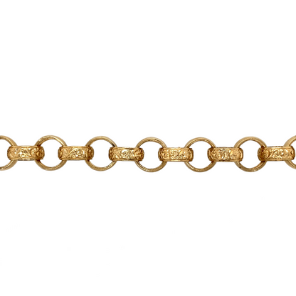 New 9ct Gold 7.25" Engraved Belcher Bracelet 26 grams